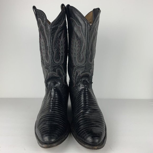 Abilene Shoes Abilene Cowboy Boots Mens 95 D Lizard Leather Black
